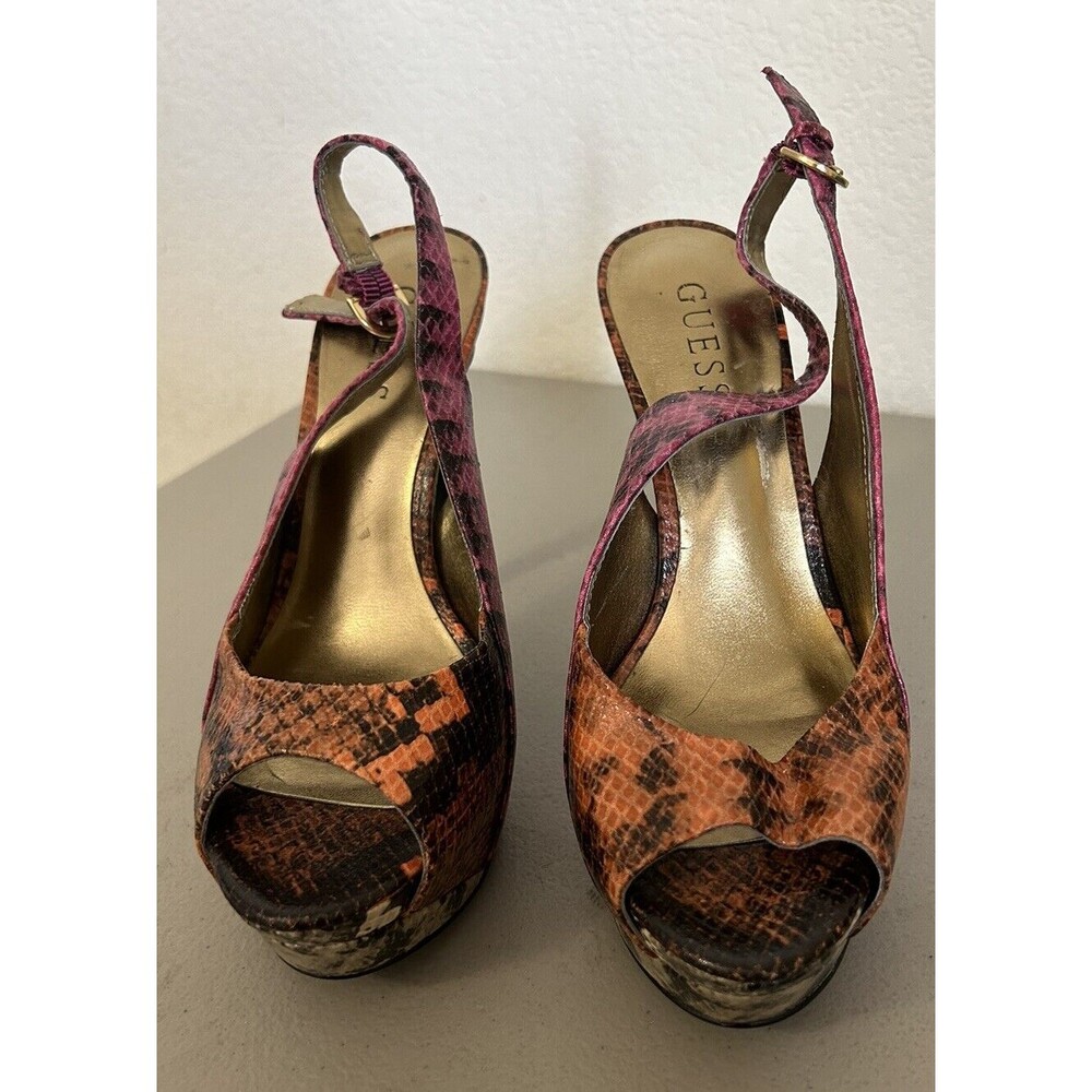 Guess Multicolored Vinyl Stiletto Snake Skin High Heels Shoes Dress Size 6.5 M